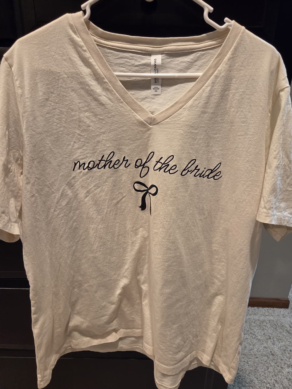 Bella Canvas Cream V-Neck Tee with Black Script